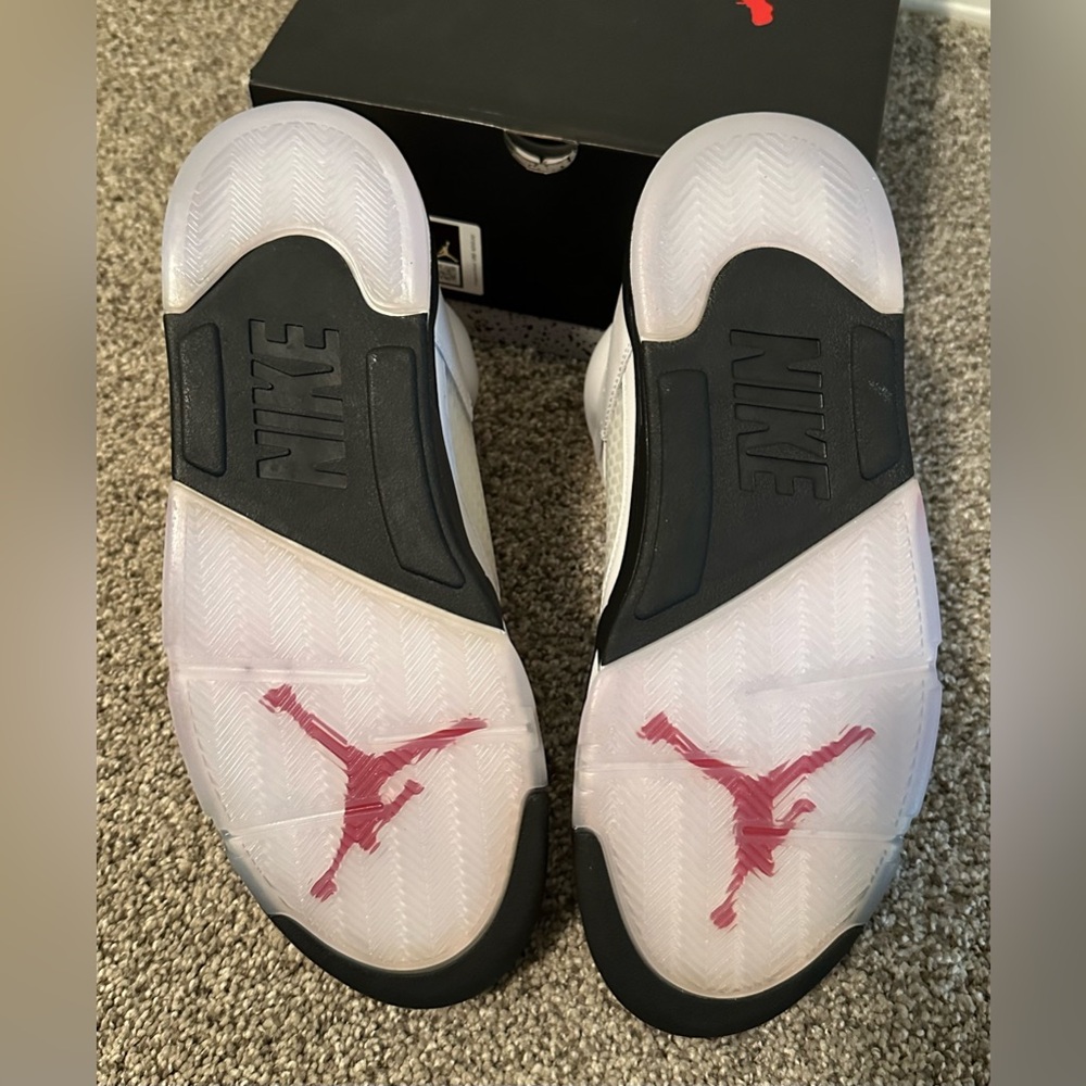 Men Air Jordan 5 Retro. 2020. True White/Fire Red-Black. New in Box. Size 10 - Picture 9 of 10